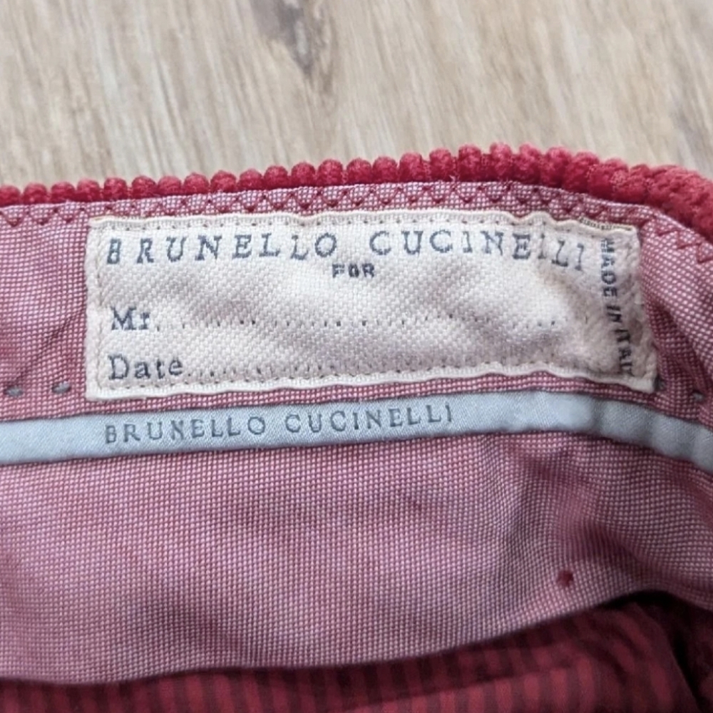 $1495 Mens Brunello Cucinelli Solid Corduroy Pants Rosso 48 US 32 - Picture 6 of 9